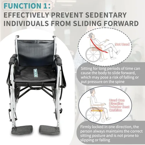 Vista 3 de Cojín tubular unidireccional de asiento deslizante con asas, almohadilla antideslizante para prevención de caídas para ancianos o discapacitados