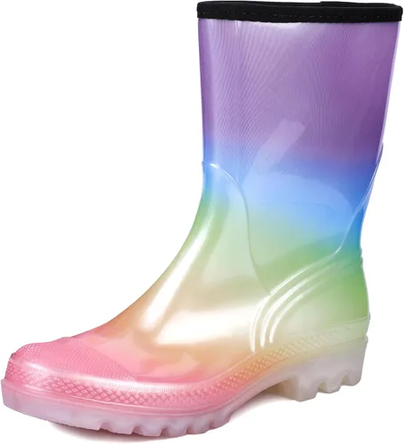 Vista 73 de DKSUKO Waterproof Womens Rain Boots insulated,Lightweight Rubber fashion Boots in Gardening,Warm and Comfortable Wide Calf Rain Boots with Glossy in