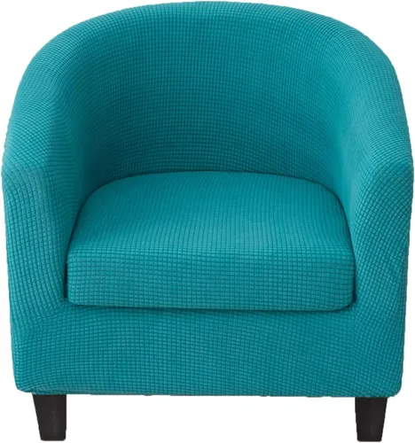 Vista 33 de CRFATOP - Funda elástica para sillón de club (2 piezas) 1 Club Cover & 1 Cushion Cover, Soft Round Tub Sofa Covers, Pet Friendly, Washable