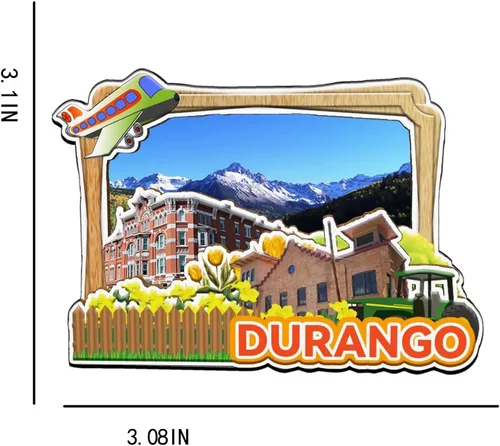 Vista 3 de Durango - Imán de madera para nevera, diseño de México, 3D, recuerdos coleccionables, decoración hecha a mano, 2036