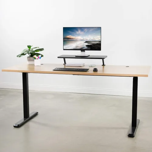 Vista 5 de VIVO Estante de escritorio ergonómico pequeño de 26 pulgadas, soporte elevador para monitor de computadora, organizador de escritorio con capacidad