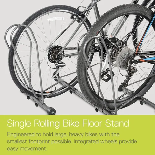Vista 2 de Delta Soporte de bicicleta individual para bicicleta, soporte de piso ajustable sin herramientas para montaña, neumático grueso, bicicletas