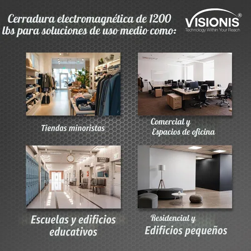 Vista 5 de Visionis - Cerradura electromagnética para puerta, 1200 libras, sensor LED