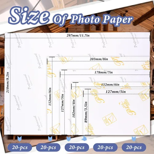 Vista 2 de 100 hojas de papel fotográfico brillante de 200 GSM, papel de impresora fotográfica de calidad de tinte y tinta, hojas de impresión de imágenes