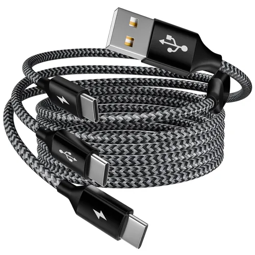 Vista 11 de Cable de carga múltiple, doble tipo C, cable de carga múltiple de nailon trenzado 4 en 1, cable de carga multi USB con puertos IP/tipo C/micro USB