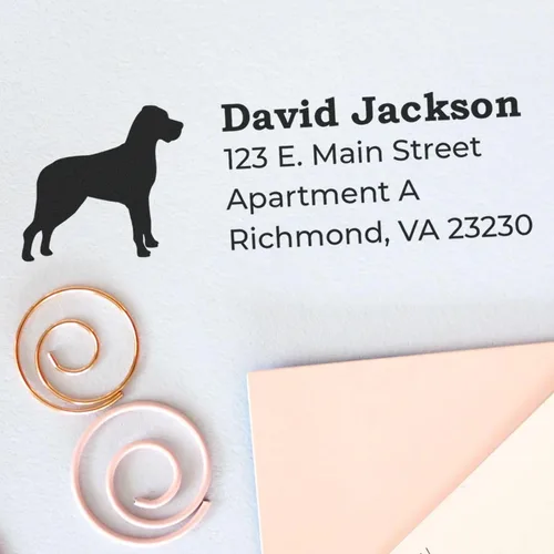 Vista 24 de Airedale Terrier Address Stamp, Custom Airedale Terrier Hand Stamp for Dog Lovers, Duo Rubber Return Address for Pet Owners