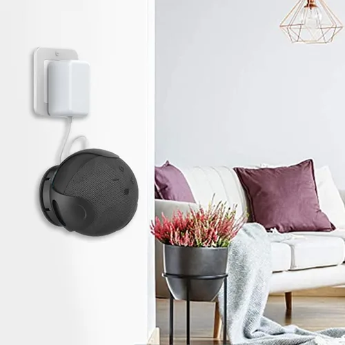 Vista 7 de awakentti Soporte de pared 2 en 1 para Echo Dot de 4ª generación, accesorios que ahorran espacio, resistente, colgador de salida para altavoz