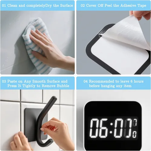 Vista 2 de Ganchos autoadhesivos para toallas, ganchos de pared resistentes de 13 libras, acero inoxidable para baño, ducha, bata, lufa, abrigo y toalla
