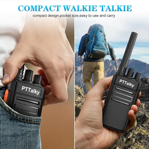 Vista 5 de Walkie Talkies FR1, radio recargable de 2 vías para adultos, mini 16 canales FRS manos libres con cargador USB-C para familia, escuela, iglesia