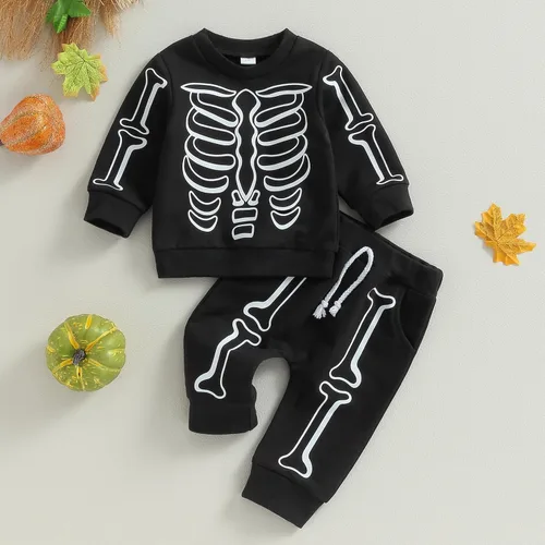 Vista 66 de Karwuiio Conjunto de disfraz de Halloween para bebé, sudadera de manga larga y pantalones para otoño