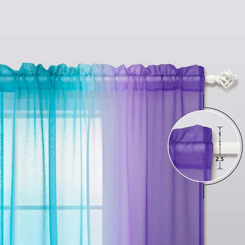 Vista 5 de KOUFALL - Cortinas cortas transparentes de 45 pulgadas de largo para decoración de baño, juego de 2 paneles con bolsillo para barra, cortinas