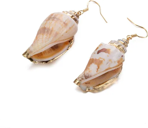 Vista 3 de lureme Joyería de playa Casual Seashell Conch Drop Cuelga Pendientes para Mujeres y Niñas (er006199)