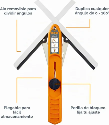 Vista 2 de BORA 530401 MiteriX herramienta duplicadora de ángulo. Duplicador de inglete, herramienta medidora de ángulos que divide a la mitad para que pueda