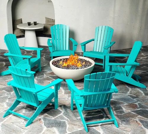 Vista 28 de BRIOPAWS - Set de 2 sillas Adirondack Silla para hoguera Tamaño grande Plástico HDPE Resistente a la intemperie para terraza, piscina al