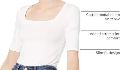Vista 40 de Amazon Essentials - Camiseta de manga corta y cuello cuadrado para mujer