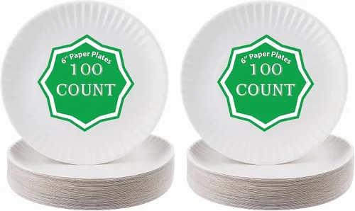 Vista 8 de Perfect Stix Plato de papel de 6 pulgadas, color blanco, paquete de 100 platos.