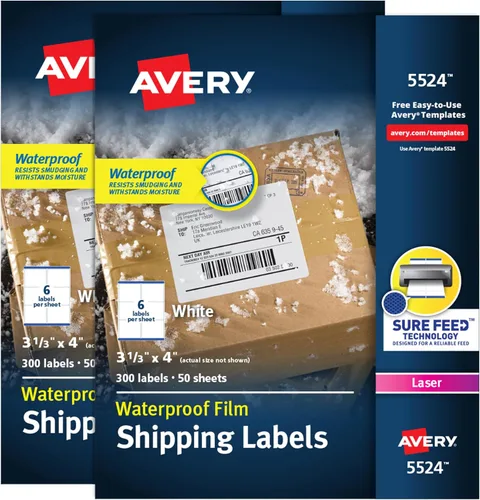 Vista 12 de Avery Etiquetas de envío duraderas e impermeables con tecnología Sure Feed, 3-1/3 x 4 pulgadas, blancas, compatibles con láser, 300 etiquetas