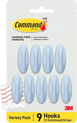 Vista 8 de Command Ganchos medianos de diseño, negro, 9 ganchos, 12 tiras