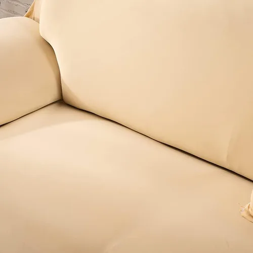 Vista 6 de Funda elástica lisa para sofá, funda elástica y ajustada de color sólido para sala de estar, silla, funda de sofá esquinero en forma de L que Beige