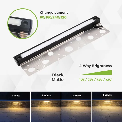 Vista 2 de LUMENGY Luz LED Hardscape de 12 pulgadas, 1 a 4 vatios regulable, 2700 K blanco cálido, 12 V, función fácil de reemplazar, incluye 3 placas