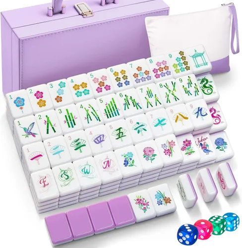 Vista 16 de Soulchen Juego de mahjong americano Sunset Blossom de 1.2 pulgadas, 168 Naranja
