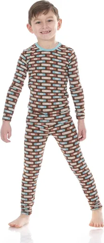 Vista 27 de KicKee Pants Conjunto de pijama de manga larga con estampado de piezas