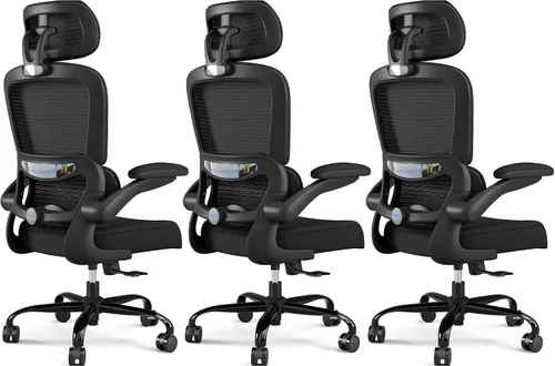 Vista 28 de TRALT - Silla de oficina ergonómica con soporte lumbar, color beige, 1