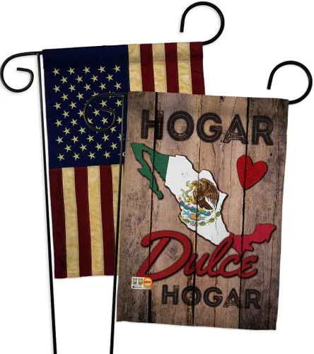 Vista 6 de Country Mexico Hogar Dulce Garden Flags 2pcs Pack Regional Nationality Nation International World Particular Area Small Decorative Gift Yard House