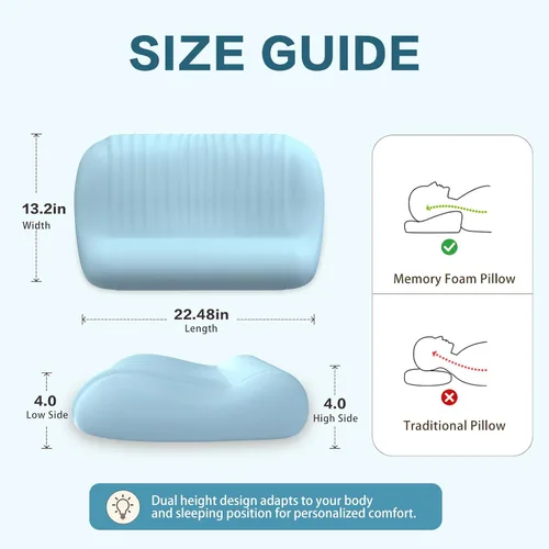 Vista 2 de Almohada cervical para dormir, almohadas de espuma viscoelástica para Azul