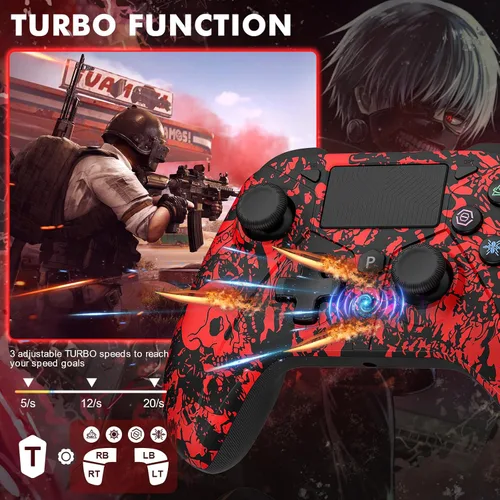 Vista 3 de Custom Wireless for PS4 Controller Compatible with Playstation 4PS4 SlimPS4 ProPCiOSAndroid with Turbo6-Axis Motion Sensor1000mAh Battery3.5mm