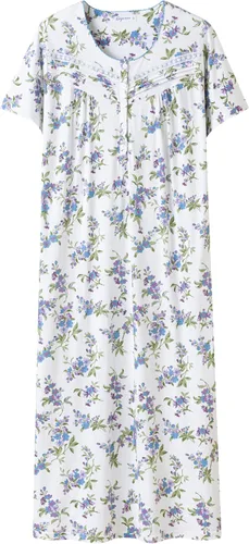 Vista 29 de Keyocean - Camisones para mujer, suaves, 100% algodón, mangas cortas, cómodas, camisolas de dormir para damas Floral azul
