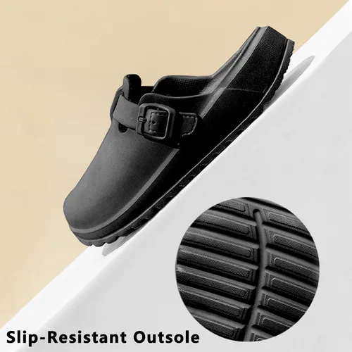 Vista 6 de Zuecos de trabajo de enfermería fáciles de limpiar para hombres y mujeres, zapatos ortopédicos antideslizantes con soporte de arco moderado