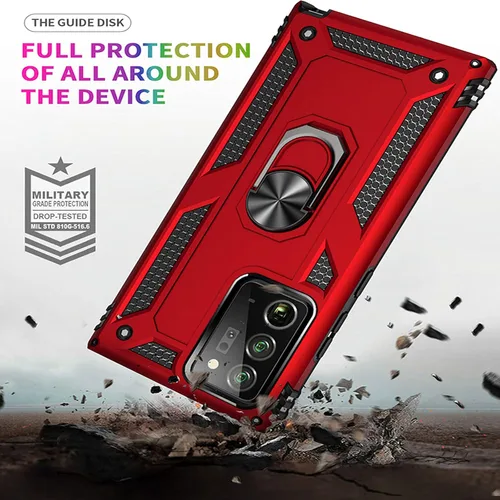 Vista 5 de Funda para Galaxy Note 20 Ultra, Shockprooof - Funda protectora de grado militar, con anillo giratorio de 360° para Samsung Note 20 Ultra, funda