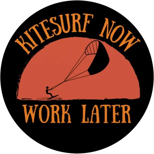 Vista 3 de Funny Kitesurf Now Work Later Tee para amantes del kitesurf PopSockets PopGrip intercambiables
