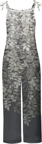 Vista 5 de Cafuvv Monos para mujer elegantes florales teñido anudado mamelucos largos mangas espalda estampado holgado mameluco