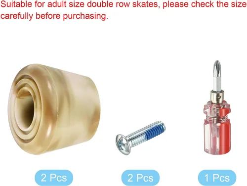 Vista 3 de PATIKIL Topes de punta para patines con destornillador, 1 par de tapones de freno de goma 82A para repuesto de accesorios de patinaje, mezcla marrón