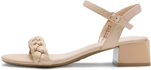 Vista 7 de DREAM PAIRS Zapatos de tacón bajo para mujer con correa de tobillo y puntera abierta trenzada, tacón grueso, sandalias de tacón grueso para fiestas
