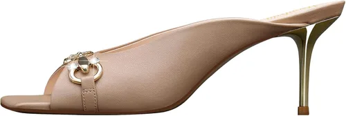 Vista 2 de MSONLYDN Sandalias sin correa para mujer, tacones con puntera cuadrada, tacones de cuero, elegantes de 2.56 pulgadas