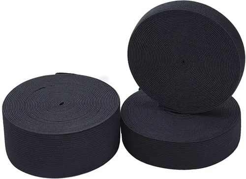 Vista 2 de Sunmns 3 rollos de banda elástica extensible para coser en carrete, 3/5, 1, 1-1/2 pulgadas de ancho, 5.5 yardas/rollo (negro)