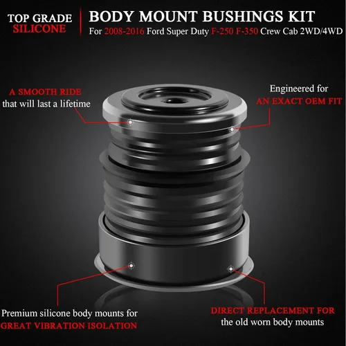 Vista 2 de Kit de montaje de cuerpo de silicona para Ford Super Duty F-250 / F-350 Crew Cab 2008-2016 (8 unidades), kit de bujes de montaje en cuerpo