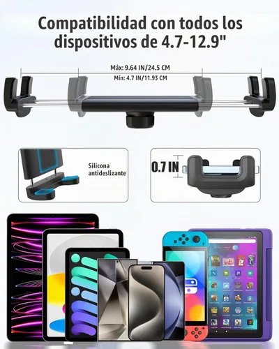 Vista 6 de Soporte para tableta de teléfono de motocicleta para manillar de 3/4"-11/4", soporte de tableta de bicicleta de doble protección para dispositivos