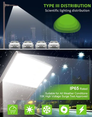 Vista 6 de Luz LED de estacionamiento de 150 W, 120 W, 90 W, ajustable, 4500 K, 5000 K, 5700 K, sintonizable hasta 22500 lm, fotocélula LED, caja de zapatos