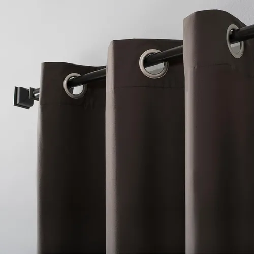 Vista 3 de Sun Zero Cyrus - Par de paneles de cortinas térmicas 100% opacas con ojales Cacao