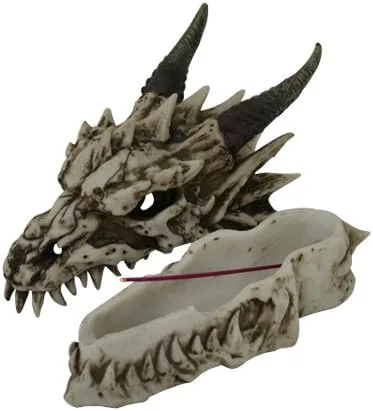 Vista 2 de Pacific Giftware Stryker - Quemador de incienso escultórico con diseño de dragón ahumado (blanco)