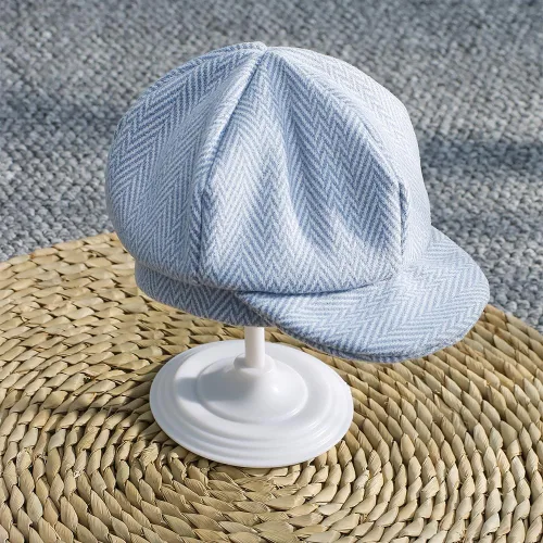 Vista 6 de Ylsteed Trajes de Fotografía para Recién Nacidos - 2 Piezas para Niño y Niña, Traje de Caballero con Pantalones con Tirantes y Boina, 0-3 Meses Azul
