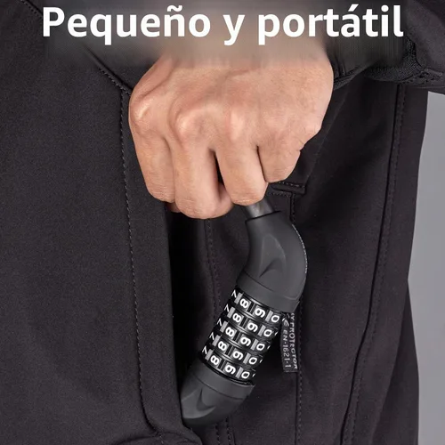 Vista 4 de ROCKBROS - Cable de bloqueo de bicicleta de 5 dígitos ligero antirrobo