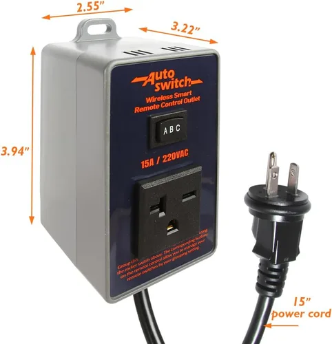 Vista 2 de O'SKOOL Interruptor de toma de corriente inalámbrico con control remoto, transmisor de 433M enchufe de 220V (batería incluida), PTA022