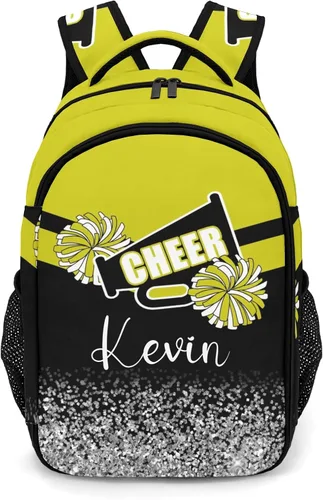 Vista 16 de XOZOTY Mochila de animadora púrpura claro personalizada con nombre para hombres y mujeres, bolso de hombro para computadora portátil, bolsa