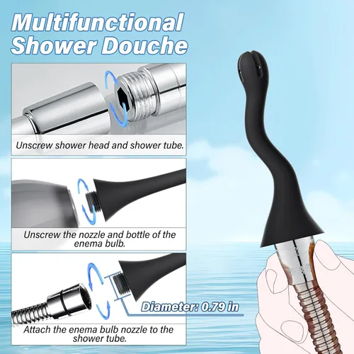 Vista 4 de Enemas - Douches anales para hombres y mujeres, bombilla de enema antireflujo con tubo de silicona moldeable para hombres y mujeres, limpieza