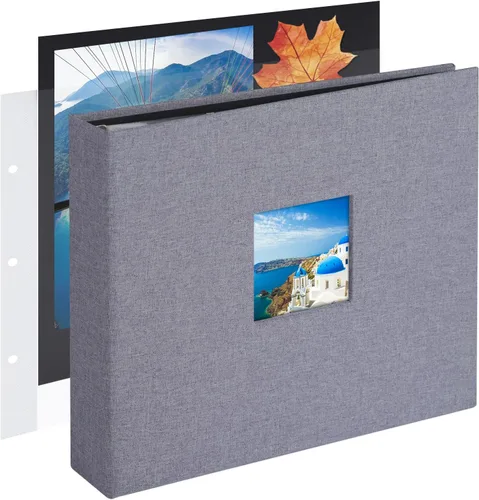 Vista 8 de 1DOT2 8x8 DIY pequeño álbum de recortes con 3 anillas, álbum de fotos con diario, con 30 fundas de plástico, 60 páginas y cubierta de tela